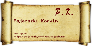 Pajenszky Korvin névjegykártya